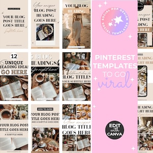 Neutral Pinterest Templates for Canva - Aesthetic Social Media Designs - Editable Canva Templates - Digital Download