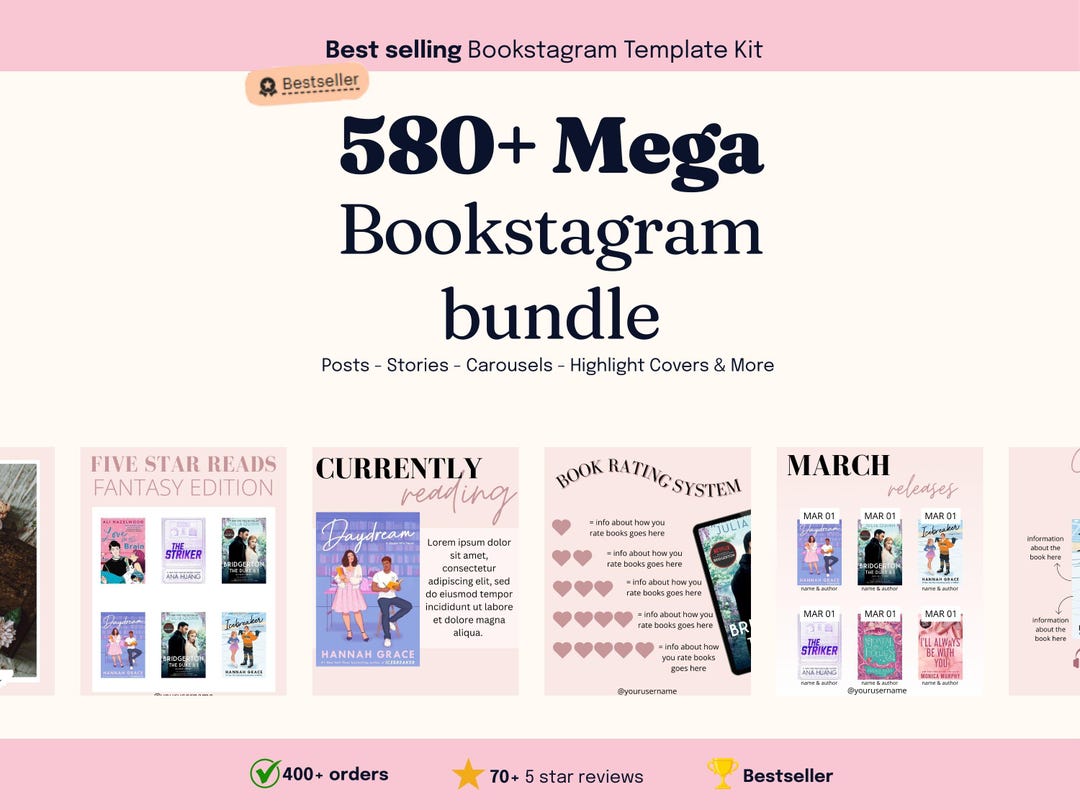 Bookstagram Template Instagram for Canva | Editable Bookstagram Post ...