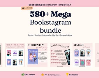 Bookstagram Template Instagram für Canva | Bearbeitbare Bookstagram Post Vorlage | Buchliebhaber Social Media Post |  Bücherwurm Instagram