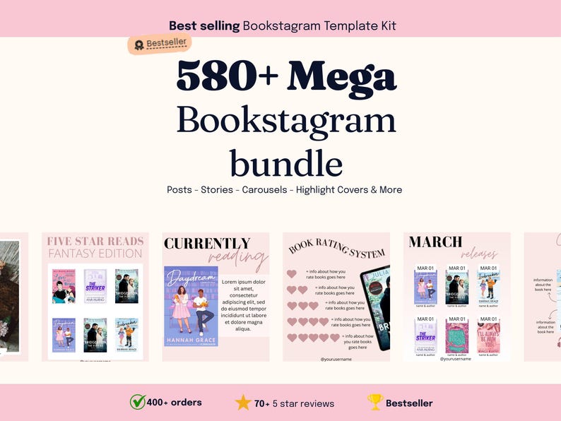 Bookstagram template Instagram for canva | Editable bookstagram post template | Book Lover Social Media Post | Bookish Instagram image 1