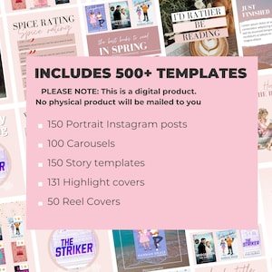 Bookstagram template Instagram for canva | Editable bookstagram post template | Book Lover Social Media Post | Bookish Instagram image 3
