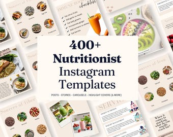 400+ Wellness Instagram Posts Templates for Canva | Nutrition Instagram Templates | Social Media Kit (Editable Digital Download)