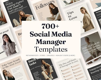 700 social media manager Instagram templates for Canva, social media manager templates, smm Instagram, Social Media Strategy Template