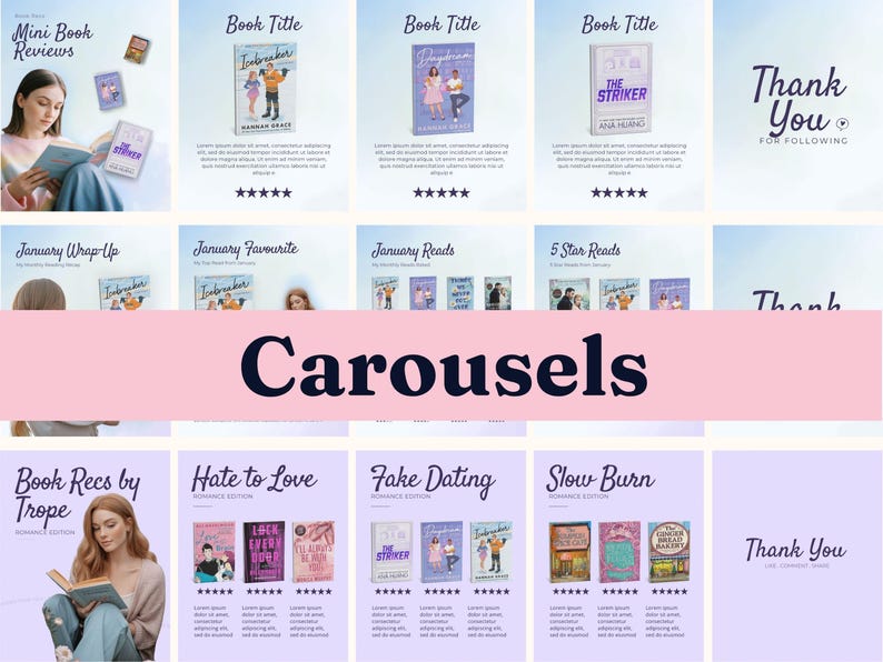 Bookstagram Template Instagram for Canva | Editable Bookstagram Post ...