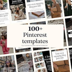 100 Pinterest Pin Templates for Canva | Customizable Pinterest Pins | Pinterest Templates Canva | Pinterest Pin Bundle