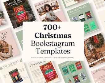 700 Christmas Bookstagram templates Instagram for Canva | Editable bookstagram post | Book Lover Social Media Post |  Bookish Instagram