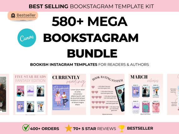 Bookstagram template Instagram for canva | Editable bookstagram post template | Book Lover Social Media Post |  Bookish Instagram