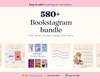 Canva用BookstagramテンプレートInstagram | 編集可能なBookstagram投稿テンプレート | 本好きのソーシャルメディア投稿 | 本好きのInstagram