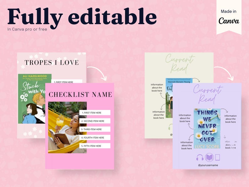 Bookstagram template Instagram for canva | Editable bookstagram post template | Book Lover Social Media Post | Bookish Instagram image 5