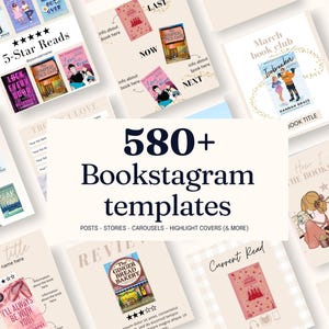 Modello Bookstagram per Instagram per Canva / Modello di post Bookstagram modificabile / Post per i social media per amanti dei libri / Instagram a tema libri