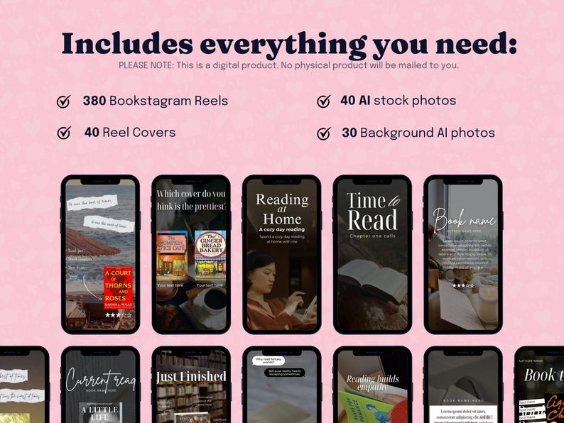 300+ Bookstagram-spoelen | Bewerkbare sjabloon voor bookstagram-rollen | Post op sociale media van boekenliefhebber | Bookish Instagram-sjabloon afbeelding 4