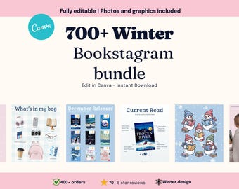 700 Winter Bookstagram templates Instagram for Canva | Editable bookstagram post | Book Lover Social Media Post |  Bookish Instagram