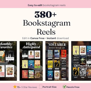 300+ Lesezeichenrollen | Bearbeitbare Bookstagram-Rollen-Vorlage | Buchliebhaber Social Media Post |  Bücherwurm Instagram Template