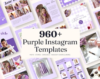 Purple Aesthetic Instagram Posts Templates for Canva | Pastel Instagram Templates Canva | Editable Instagram Bundle Kit