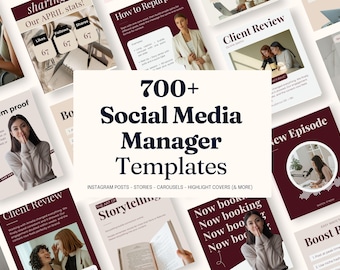 700 Social media manager Instagram templates for Canva, social media manager templates, Social Media Manager Bundle, marketing templates