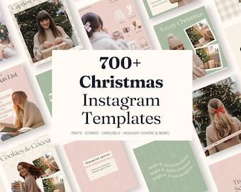 Christmas Instagram Templates Canva Bundle | Christmas templates Instagram Posts Stories Carousels & Highlights | Editable Instagram Bundle