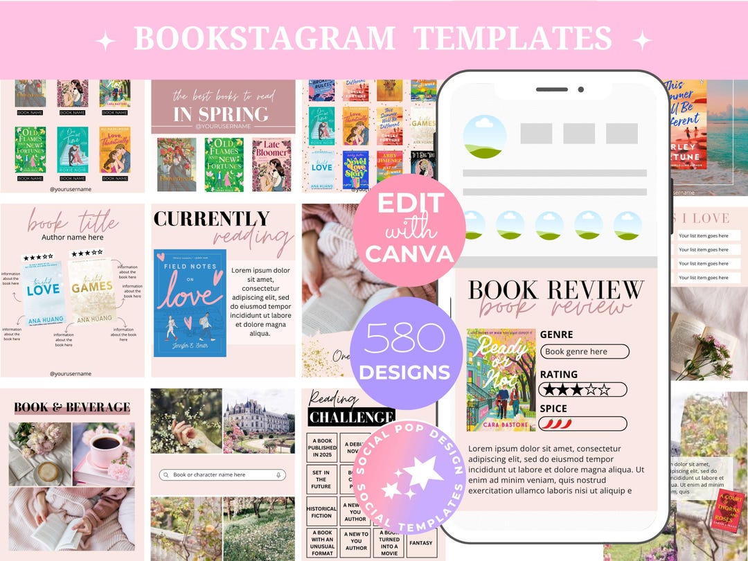 Bookstagram Template Instagram for Canva | Editable Bookstagram Post ...