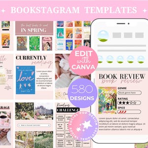 Modello di Bookstagram Instagram per canva / Modello di post di Bookstagram modificabile / Post sui social media per amanti dei libri / Instagram libresco
