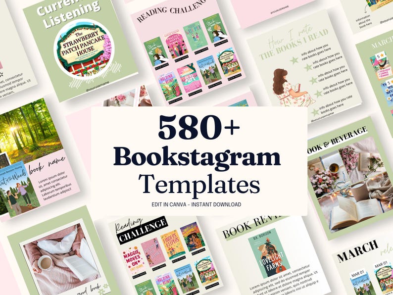 Bookstagram template Instagram for canva | Editable bookstagram post template | Book Lover Social Media Post | Bookish Instagram image 1
