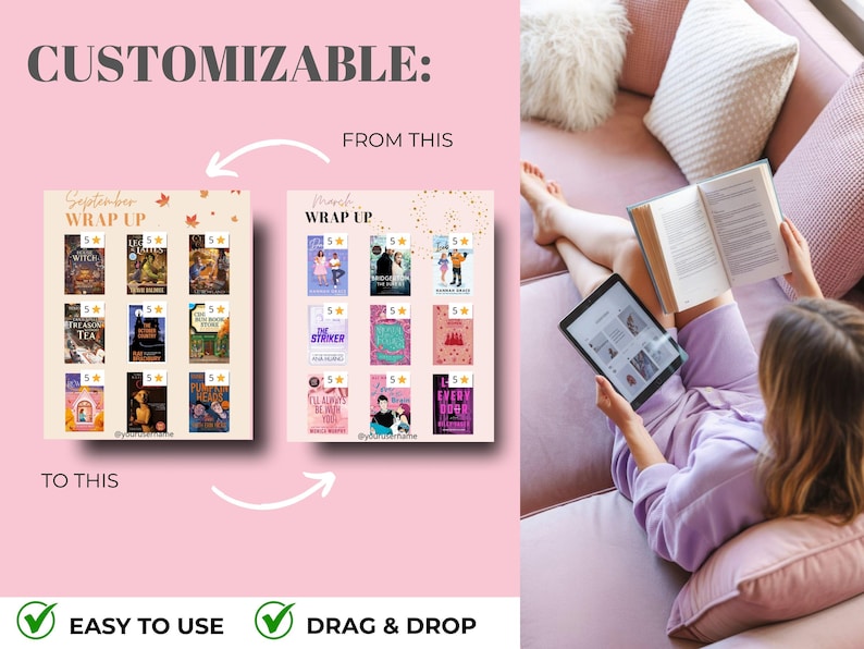 Bookstagram template Instagram for canva | Editable bookstagram post template | Book Lover Social Media Post | Bookish Instagram image 6