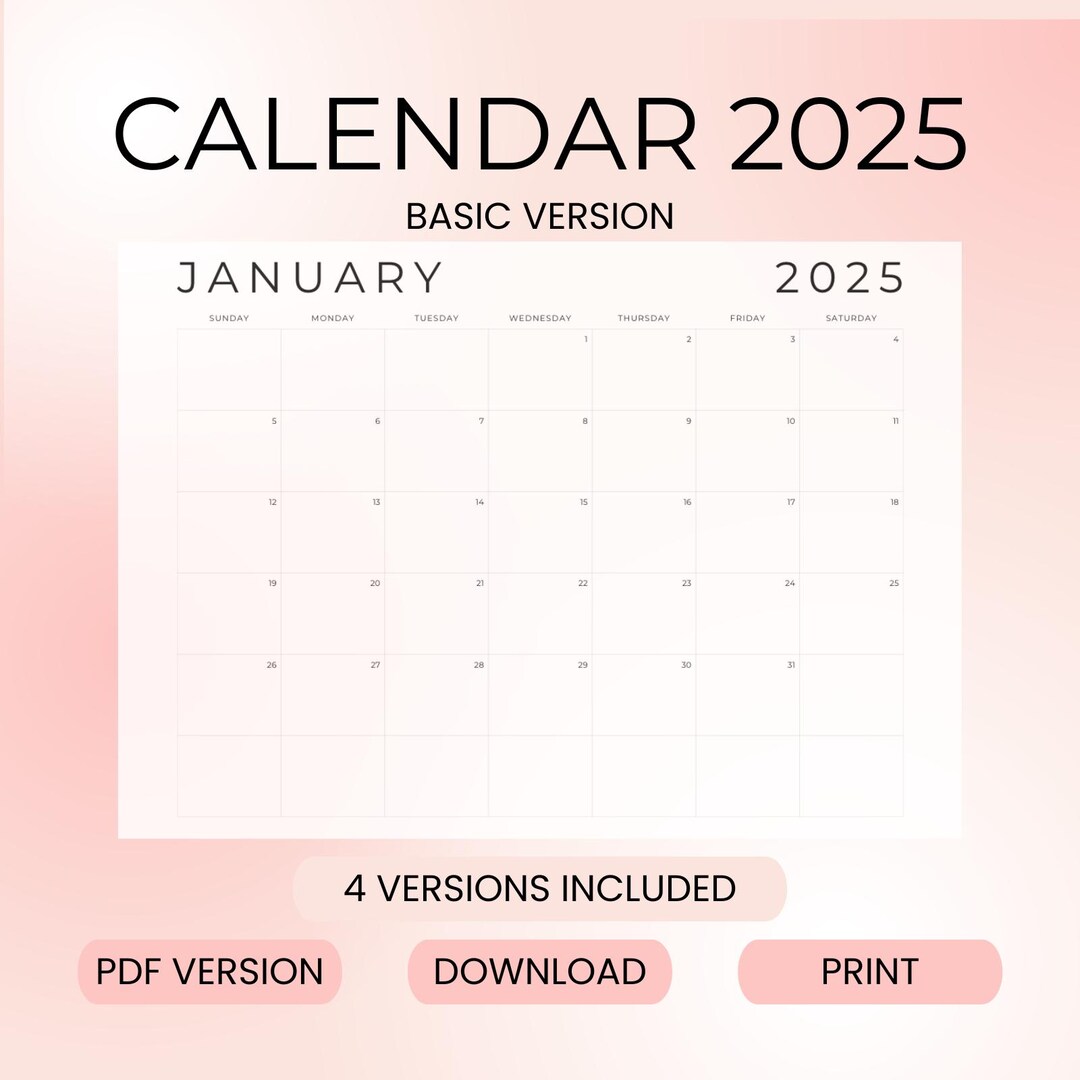 2025 Monthly Calendar | Minimalist Planner, A4 & US Letter (PDF ...