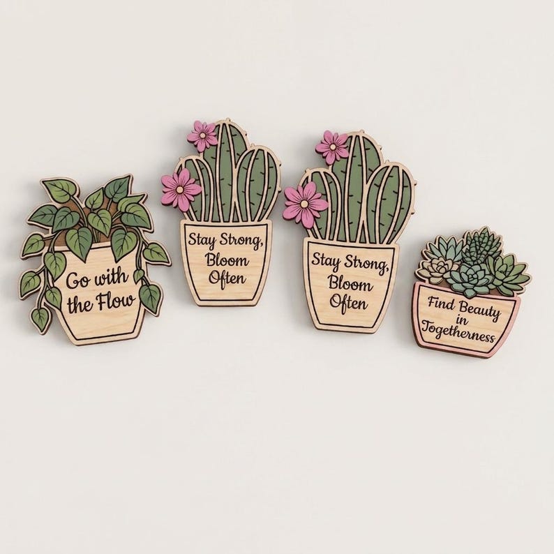 Succulent Cactus Magnet SVG, Laser Cut Fridge Magnet Files, Positive Quote Plant Magnets, Nature Fridge Magnet, Cute Fridge Magnets image 3