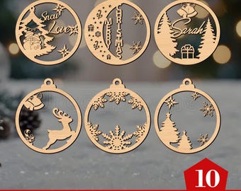 Personalisierte Weihnachtsschmuck, Benutzerdefinierte Weihnachtsbaum Dekor, Holz Weihnachtsdekor, Laser Schnitt Namen, Christbaumkugel, Geschenkanhänger, Ihr Logo