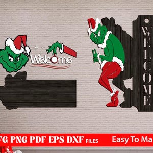 Christmas Cartoon Door Sign SVG, Christmas Door Laser Sign, Christmas Cartoon SVG, Christmas SVG, Christmas Welcome Sign, Christmas Decor