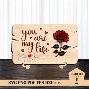 Valentines Day Sign SVG, Couple Laser Cut File, Valentine Day Shelf Sign File, Laser Valentines Day Cut File, Rose Laser Cut File, Glowforge