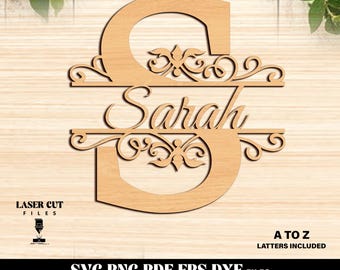 Split Monogram SVG Bundle, Spilt Letter Svg, Alphabet Clipart, Last Name Svg, Family Name Frame, Commercial Use Cut Files Svg/Png/Eps/Dxf