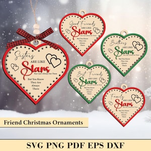 Adornos navideños para mejores amigos, archivo cortado con láser SVG, adornos navideños divertidos SVG, cita navideña SVG, regalo de Navidad, archivo cortado con láser Glowforge