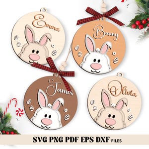 Étiquette de panier personnalisée lapin de Pâques SVG, étiquette de panier de Pâques Svg, Svg d'étiquette de lapin de Pâques, fichier découpé au Laser, étiquette de nom de panier de Pâques, Glowforge Cricut