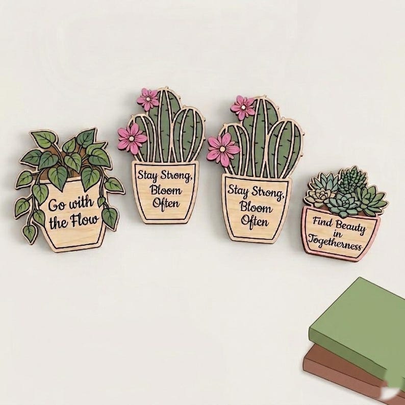 Succulent Cactus Magnet SVG, Laser Cut Fridge Magnet Files, Positive Quote Plant Magnets, Nature Fridge Magnet, Cute Fridge Magnets image 6