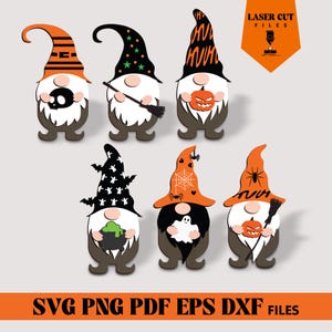 Gnomes Halloween Laser Cut Files and Halloween Laser SVG, Halloween Gnomes bundle, Halloween gnome with stand, GlowForge and Cricut