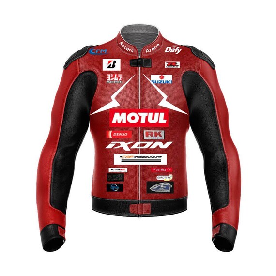 Handmade Suzuki Racing Leather Motorcycle Jacket: MotoGP Biker Suit