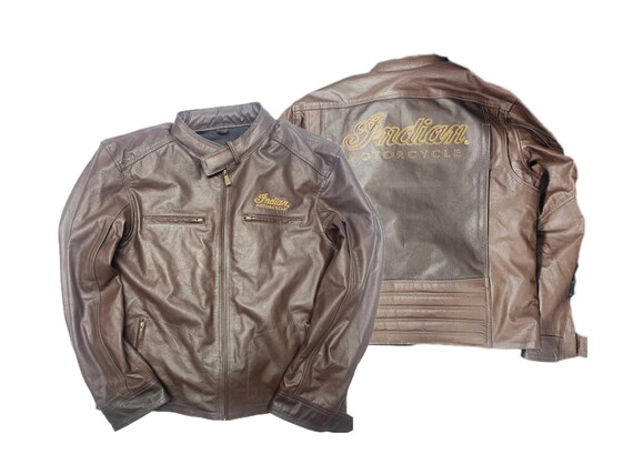インディアンモーターサイクルレザージャケット：ブラウンバイカー
