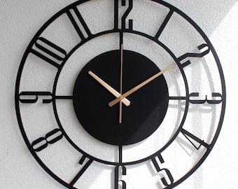 Silent Metal Wall Clock with Numbers, Large Wall Clock, Modern Wall Clock, Clocks for Wall, Mid Century Clock, Unique Clock, Wanduhr,Horloge