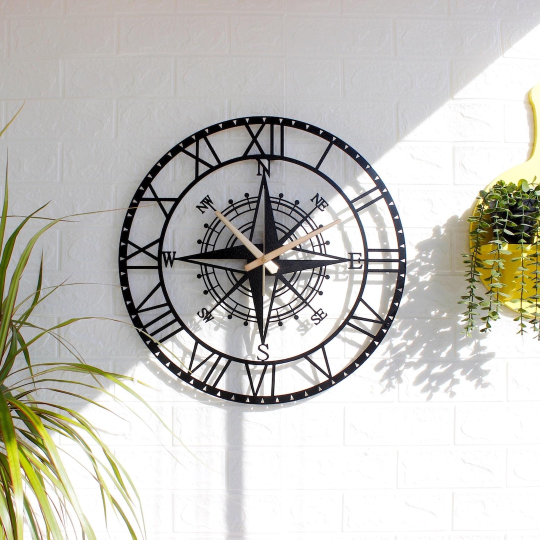 Silent Compass Metal Wall Clock, Wall Clock Metal Colorful, Copper ...