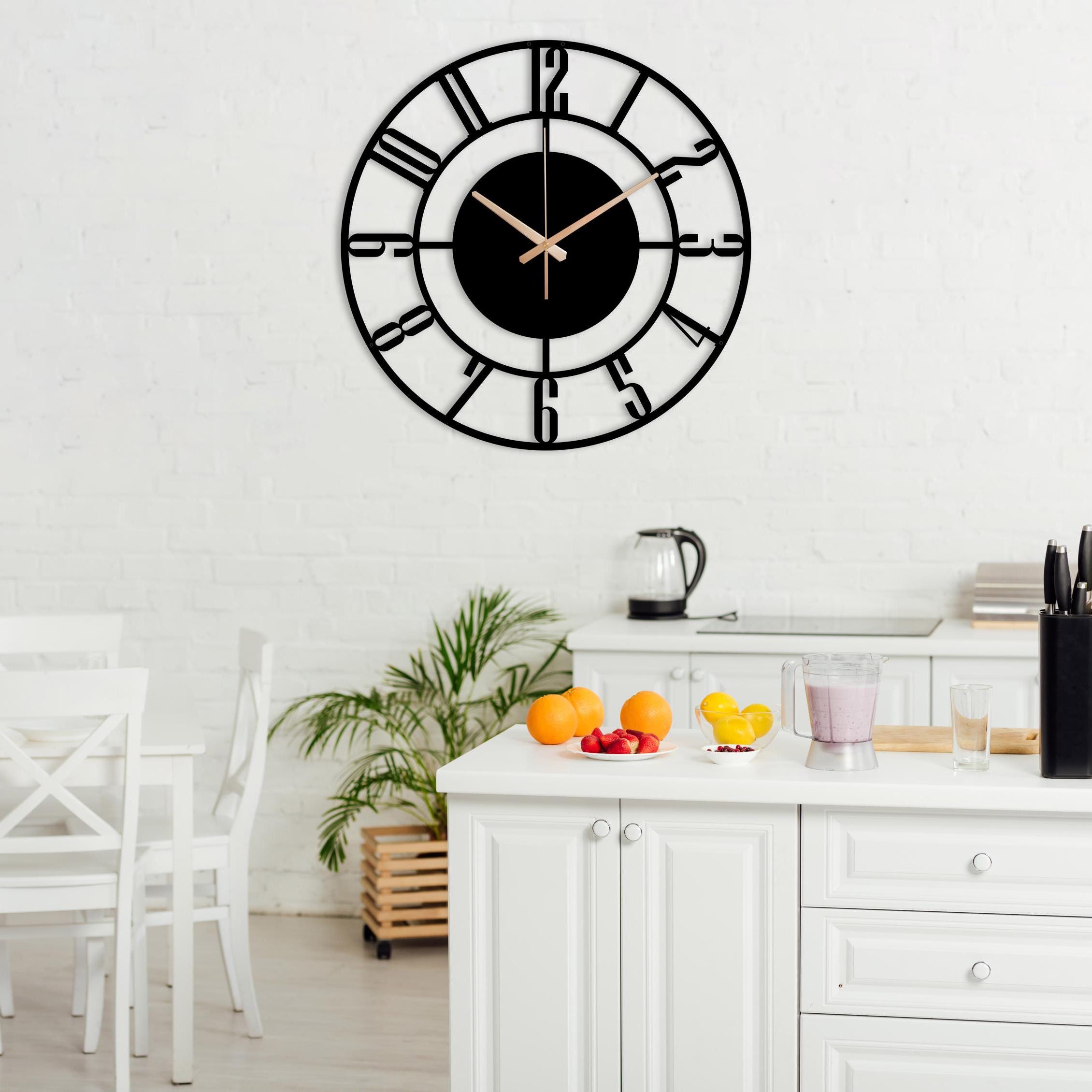 Silent Metal Wall Clock With Numbers, Large Wall Clock, Modern Wall ...