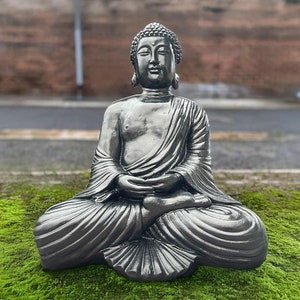 Stone Buddha statue Meditation Buddha decoration Concrete japanese decor Sitting Buddha sculpture Tradition figurine Relaxing yard art