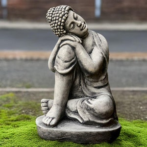 Sleeping Buddha statue Concrete sitting Buddha sculpture Outdoor relaxion Buddha ornament Japanese and tradition figurine Zen garden art