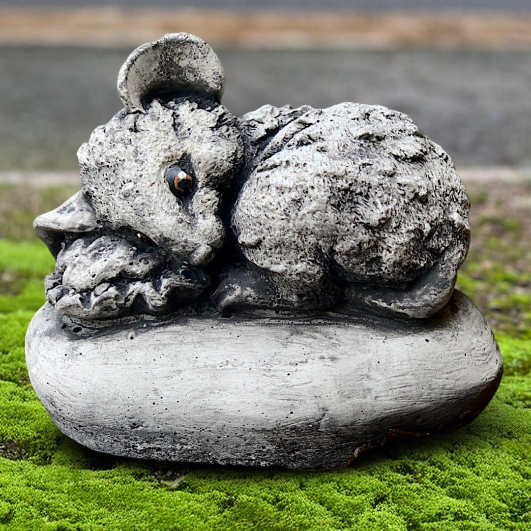 Stone Sleeping Mouse Concrete Mouse Figurine Garden Mouse Decor ...