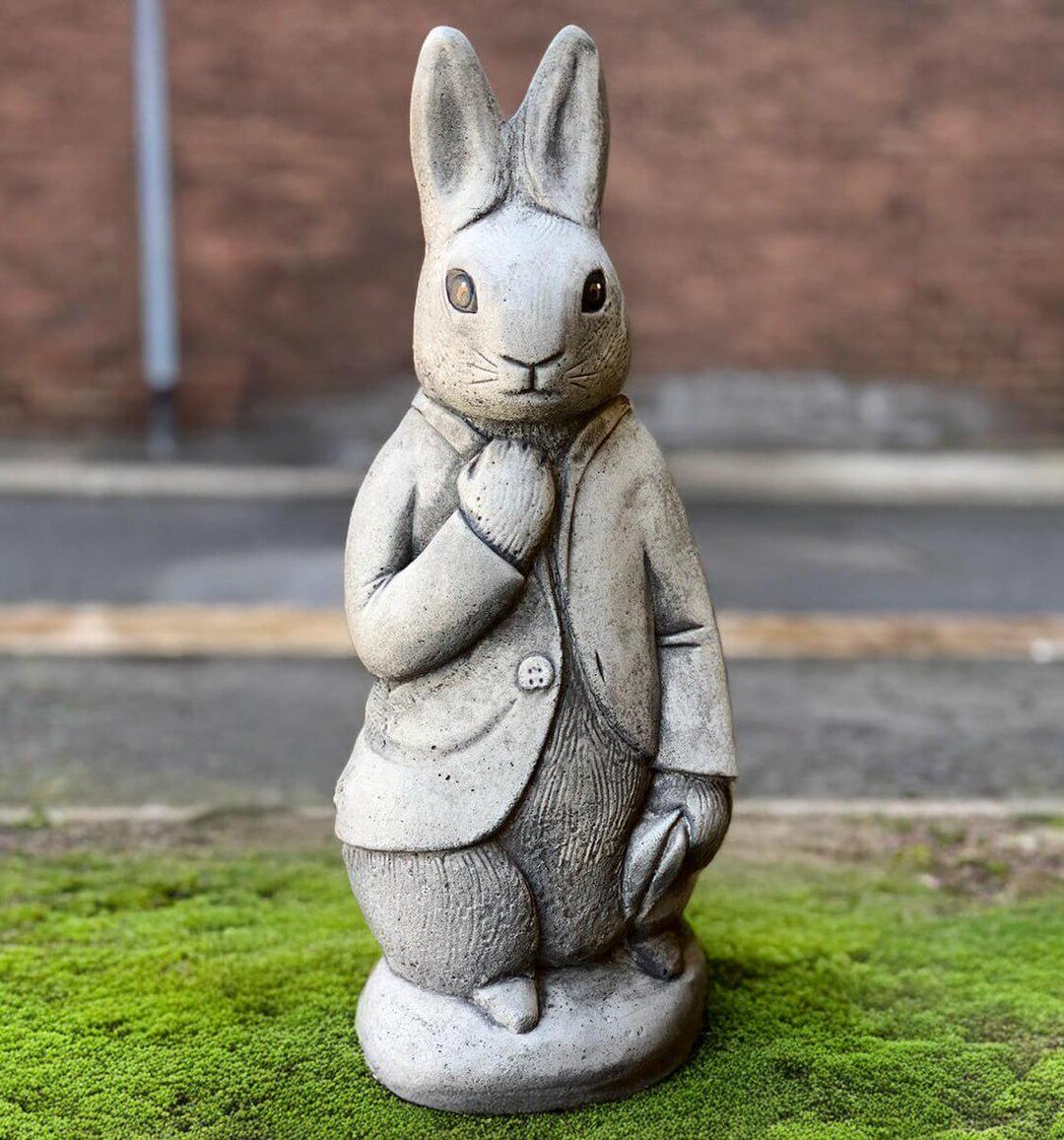 Peter Rabbit Headstone Outdoor Peter Rabbit Figurine Concrete Rabbit Statue Stone Animal ...
