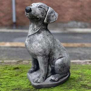 Concrete labrador figurine Stone dog statue Sitting dog sculpture Garden pet ornament Animal decoration Labrador lover gift Handmade dog art