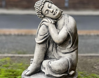 Sleeping Buddha statue Concrete sitting Buddha sculpture Outdoor relaxion Buddha ornament Japanese and tradition figurine Zen garden art