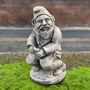 Outdoor gnome statue Concrete troll figurine Cement pixie sculpture Stone garden ornament Gnome lover gift Yard art Handmade gnome decor