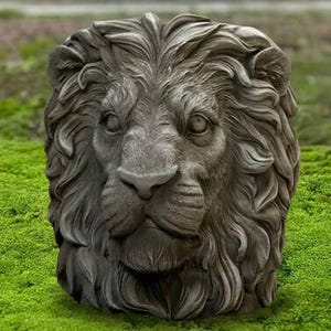 Estatua de león de hormigón para maceta Escultura de piedra para maceta de exterior Figura de animal de cemento Decoración de maceta hecha a mano Regalo para amantes de las macetas