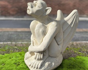 Concrete Gargoyle Statue Gothic Garden Sculpture Stone Gargoyle Ornament Fantasy Cement Figure Mythical Creature Decor Gift Garden Gargoyle
