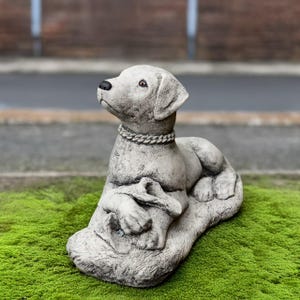 Relaxing dog figurine Concrete labrador statue Outdoor lying dog sculpture Garden pet ornament Animal decoration Dog lover gift Handmade dog