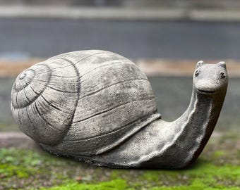 Concrete snail statue Cute garden snail ornament Stone snail sculpture Outdoor snail decoration Garden and home figurine Snail lover gift